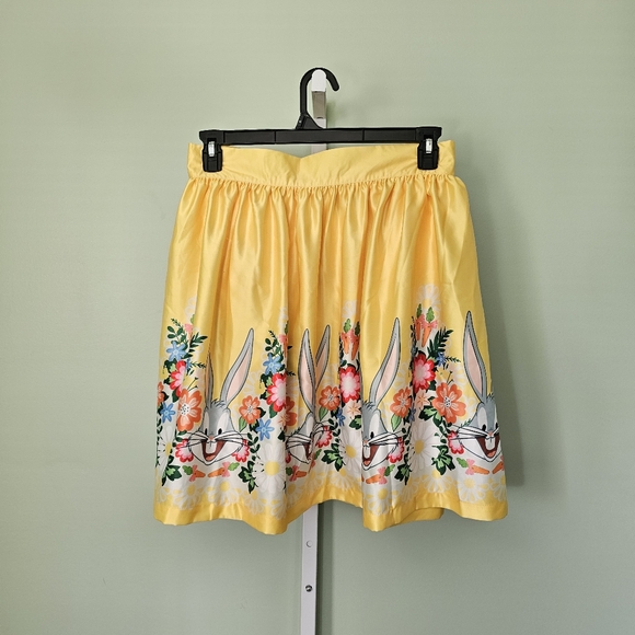 Looney Tunes x Unique Vintage Bugs Bunny Gathered A-Line Mini Skirt Yellow 5X/26 - Picture 3 of 9